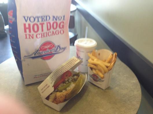 The beginning of the journey to Salt Lake City, Utah, first stop Chicago O' Hare for a Chicago Dog!!