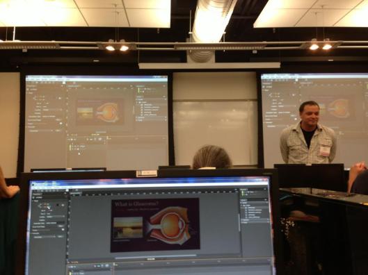 At a workshop at the University of Utah, with designer Chris Converse showing how to use Adobe Edge Animate!
